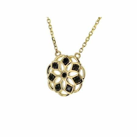 Collier Adriana Karembeu Carrousel en or jaune et diamants noirs