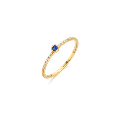 Bague LECARRÉ en or jaune, diamants et saphirs