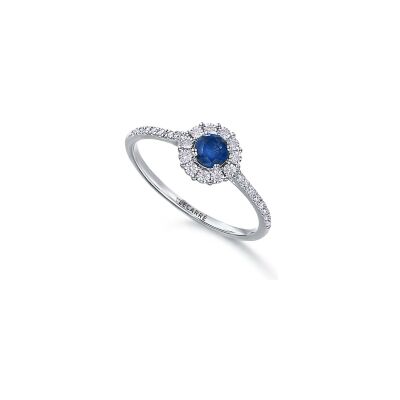 Bague LECARRÉ en or blanc, diamants et saphirs
