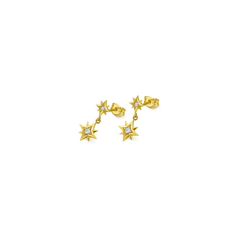 Boucles d'oreilles LECARRÉ en or jaune et diamants