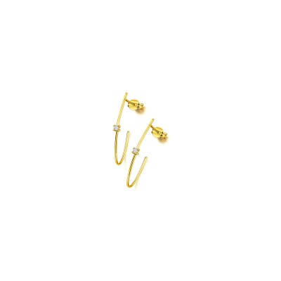 Boucles d'oreilles LECARRÉ en or jaune et diamants