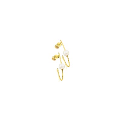 Boucles d'oreilles LECARRÉ en or jaune et perles d'eau douce