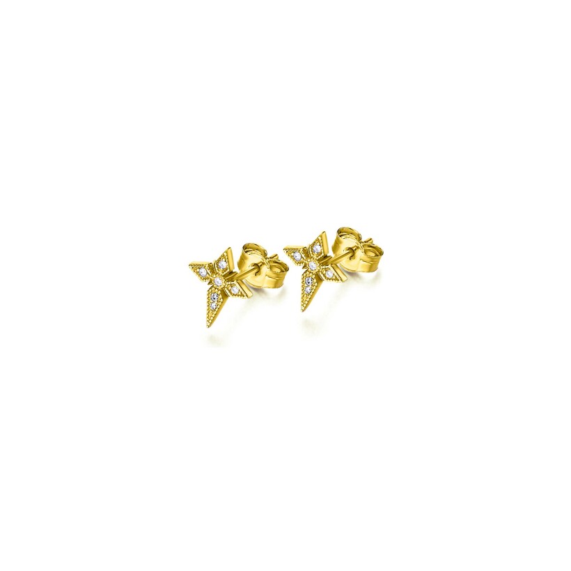 Boucles d'oreilles LECARRÉ en or jaune et diamants