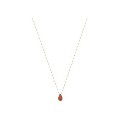 Collier Une A Une Goutte en laiton doré et pierre de soleil