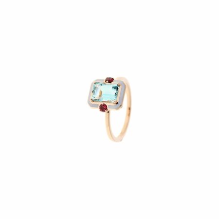 Selim Mouzannar Gemma ring, rose gold, lilac aquamarine enamel