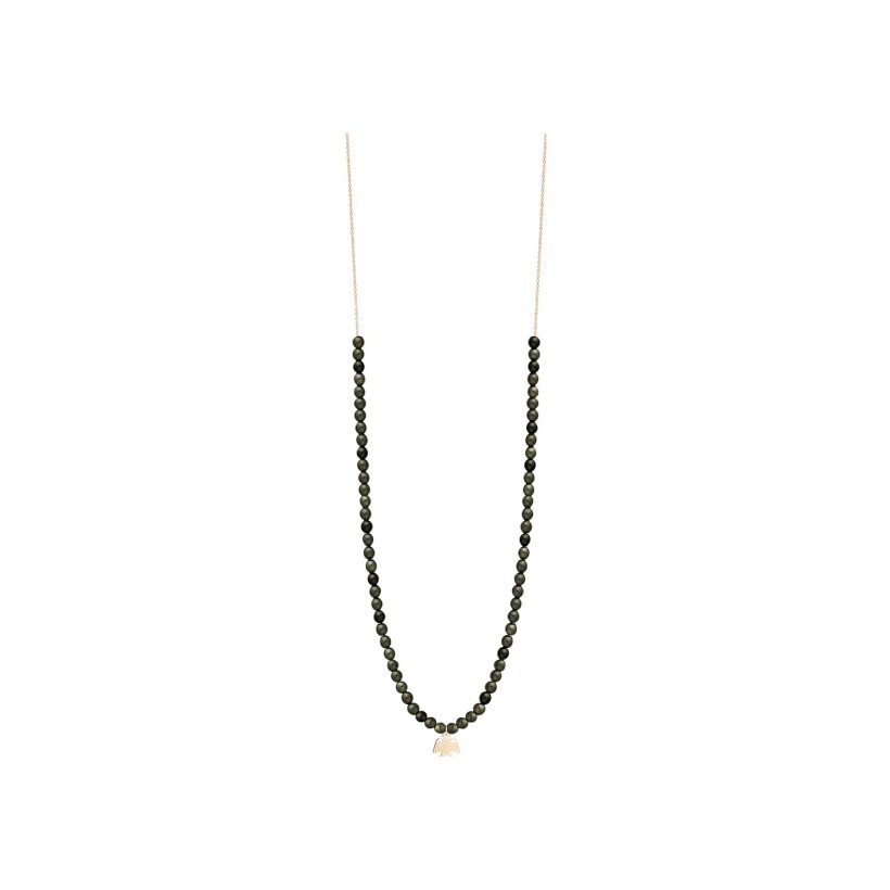 GINETTE NY GEORGIA necklace, rose gold and obsidians