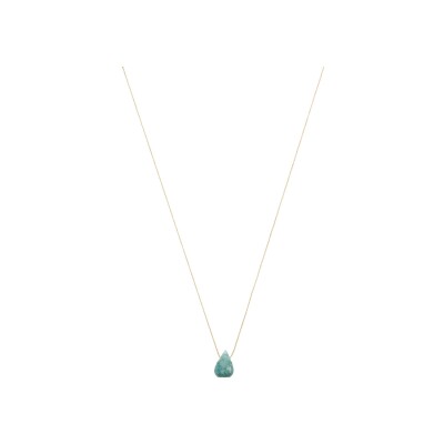 Collier Une A Une Goutte en laiton doré et beryl émeraude