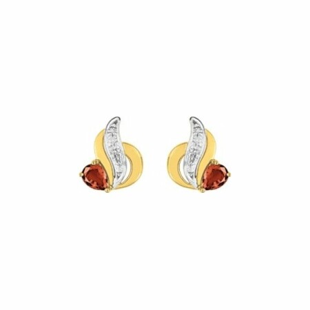 Boucles d'oreilles en or jaune et rubis