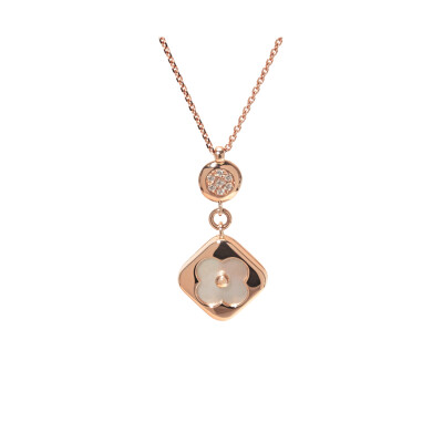 Pendentif en or rose, nacre et diamant