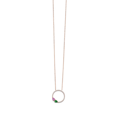 Pendentif Ph. Tisseront en or rose, tsavorite, saphir rose et diamants