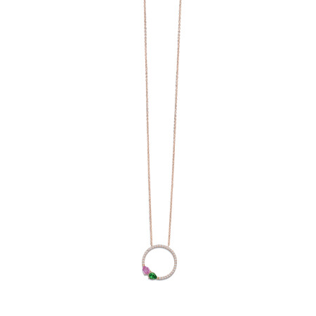 Pendentif Ph. Tisseront en or rose, tsavorite, saphir rose et diamants