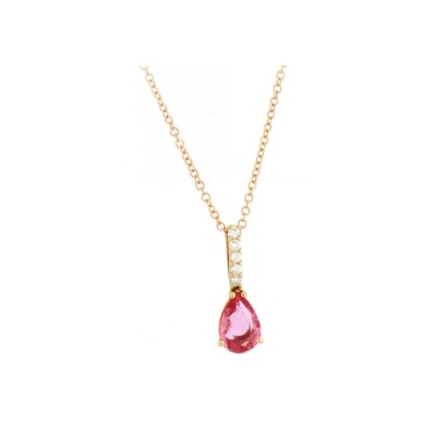 Collier en or rose, saphir orange et diamant