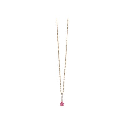 Collier en or rose, saphir orange et diamant