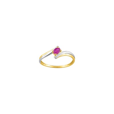 Bague en or jaune et rubis