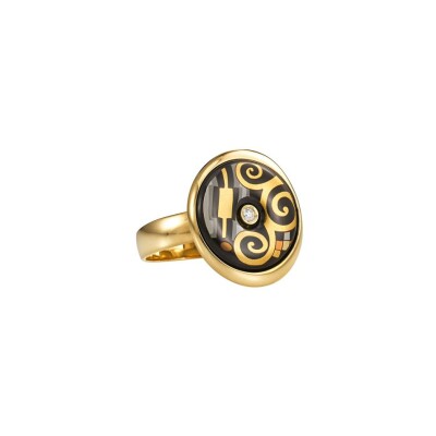 Bague FREYWILLE Hommage à Gustav Klimt en or jaune, email et diamant