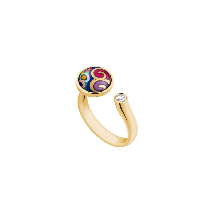 Bague FREYWILLE Hommage à Gustav Klimt en or jaune, email et diamant