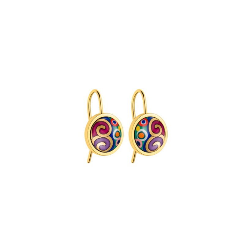 Boucles d'oreilles FREYWILLE Hommage à Gustav Klimt en or jaune et email