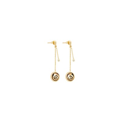 Boucles d'oreilles FREYWILLE Hommage à Gustav Klimt en or jaune, email et diamant