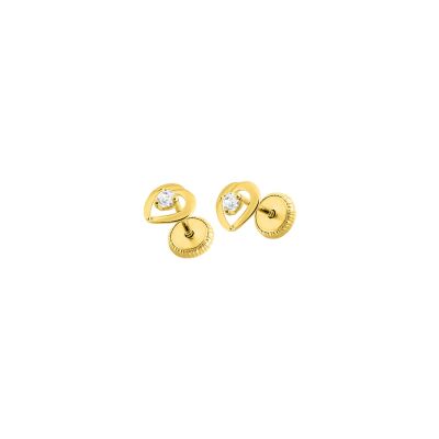 Boucles d'oreilles clou en or jaune et oxyde de zirconium