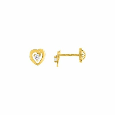 Boucles d'oreilles clou en or jaune et oxyde de zirconium