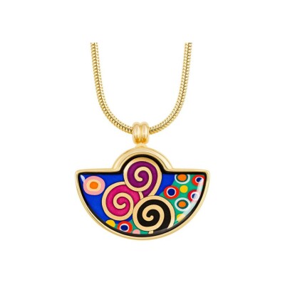 Pendentif petite demi lune FREYWILLE Hommage à Gustav Klimt en émail et plaqué or jaune