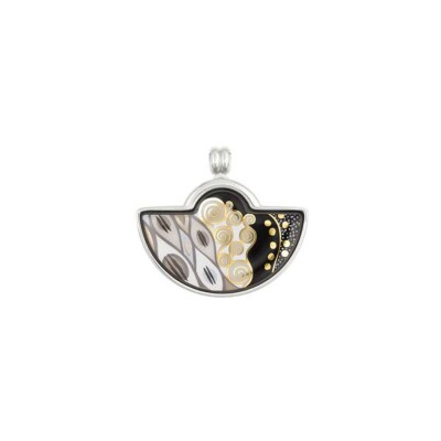 Pendentif Petite Demi Lune FREYWILLE Hommage à Gustav Klimt en email et plaqué rhodium palladium