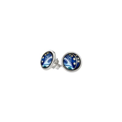 Boucles d'oreilles Cabochon FREYWILLE Hommage à Gustav Klimt en email et plaqué rhodium palladium