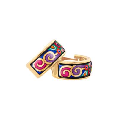 Boucles d'oreilles créoles FREYWILLE Hommage à Gustav Klimt en émail plaqué or jaune