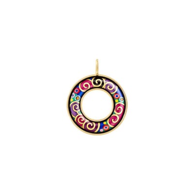 Pendentif Helena FREYWILLE Hommage à Gustav Klimt en email et plaqué or