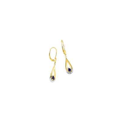 Boucles d'oreilles en or jaune, or blanc et saphirs