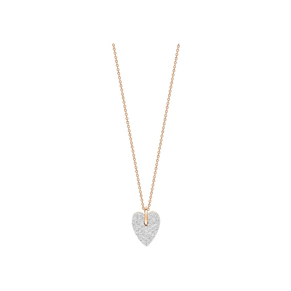 Collier Ginette NY ANGELE mini diamond heart en or rose et diamants