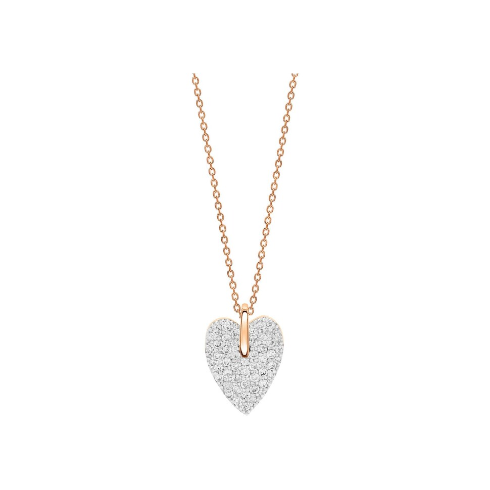 Collier Ginette NY ANGELE mini diamond heart en or rose et diamants