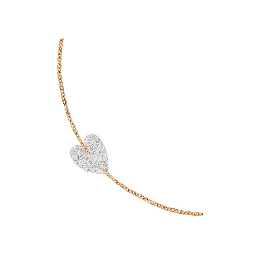 Bracelet Ginette NY ANGELE mini diamond heart en or rose et diamants