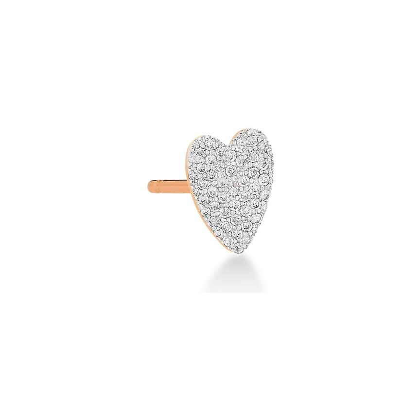 Mono boucle d'oreille Ginette NY ANGELE diamond heart en or rose et diamants