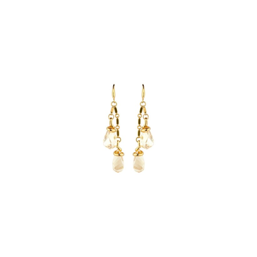 Boucles d'oreilles Andréa Marazzini Helyx ONC en métal doré et cristaux précieux