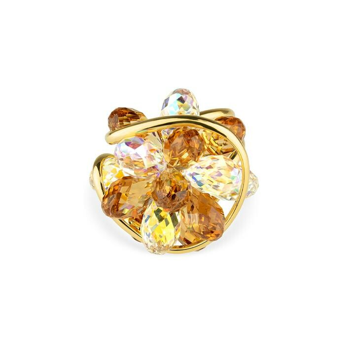 Bague Andréa Marazzini Bouquet SQU en métal doré et cristaux précieux