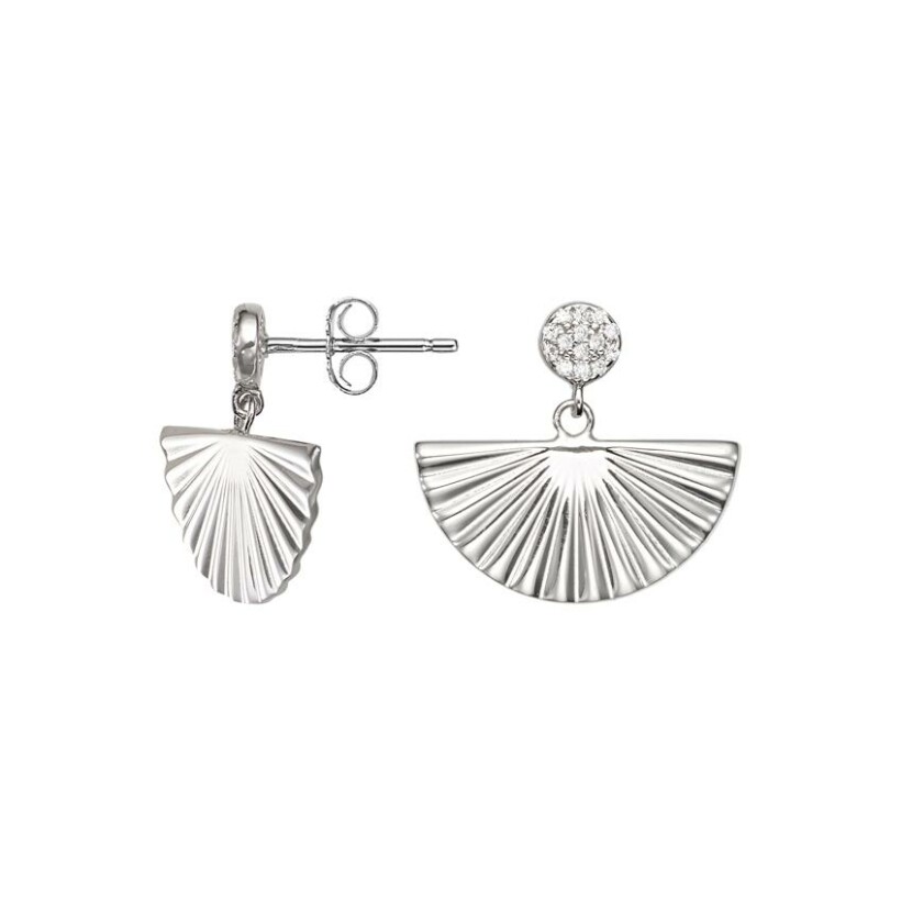 Boucles d'oreilles GO Mademoiselle en argent rhodié et oxydes de zirconium