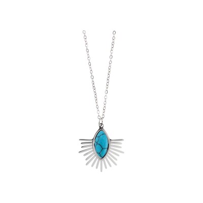 Collier GO Mademoiselle en acier et turquoise