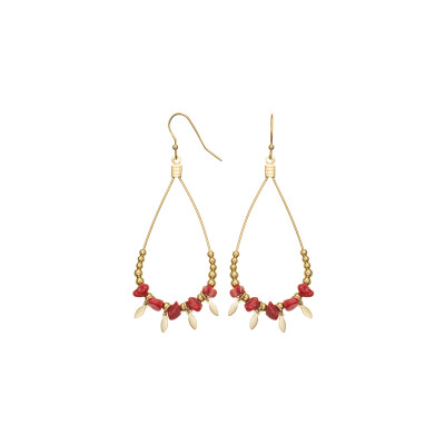 Boucles d'oreilles GO Mademoiselle en métal doré et corail