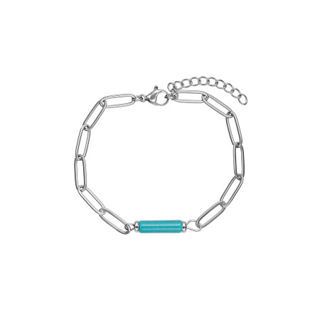 Bracelet GO Mademoiselle en acier et amazonite