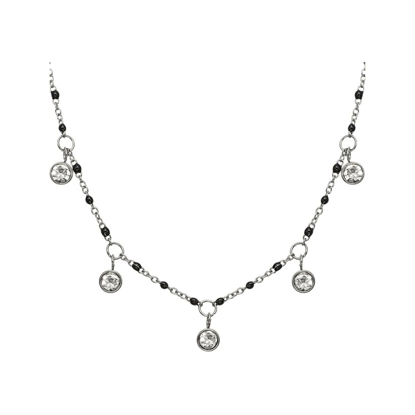 Collier GO Mademoiselle en acier et strass