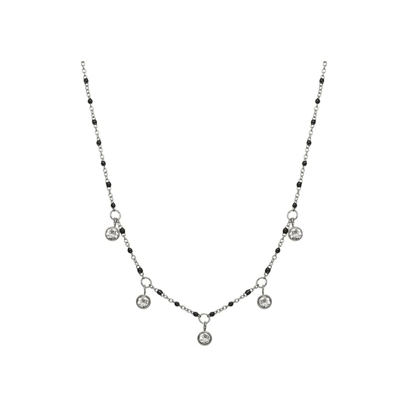 Collier GO Mademoiselle en acier et strass