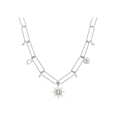 Collier GO Mademoiselle en acier, oxydes de zirconium et howlites