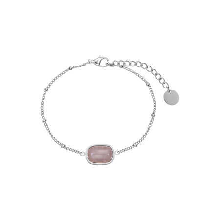 Bracelet GO Mademoiselle en acier et quartz rose