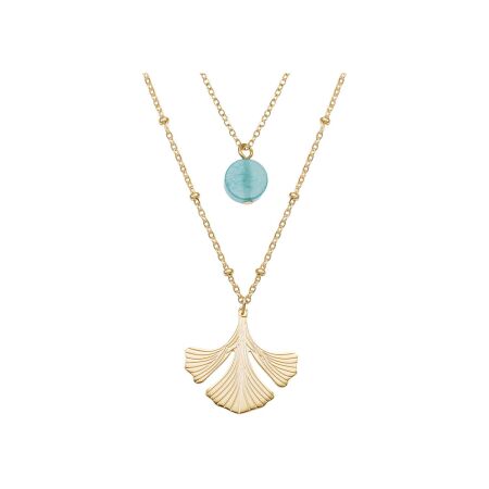 Collier GO Mademoiselle en métal doré et amazonite