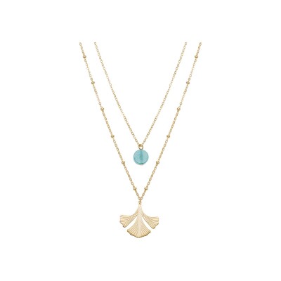 Collier GO Mademoiselle en métal doré et amazonite