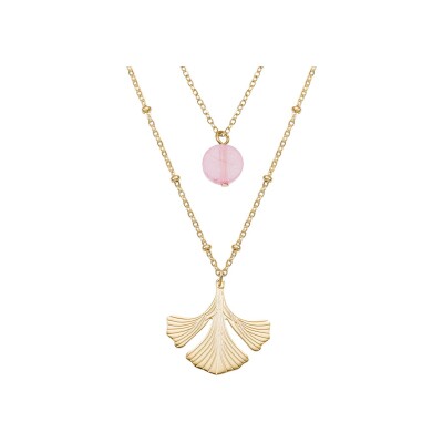 Collier GO Mademoiselle en métal doré et quartz
