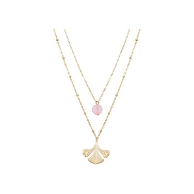 Collier GO Mademoiselle en métal doré et quartz