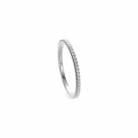 Alliance Tour complet griffes en or blanc palladié et diamants 0.25ct