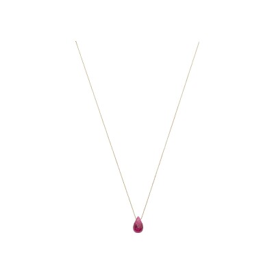 Collier Une A Une Goutte en laiton doré et corindon rubis